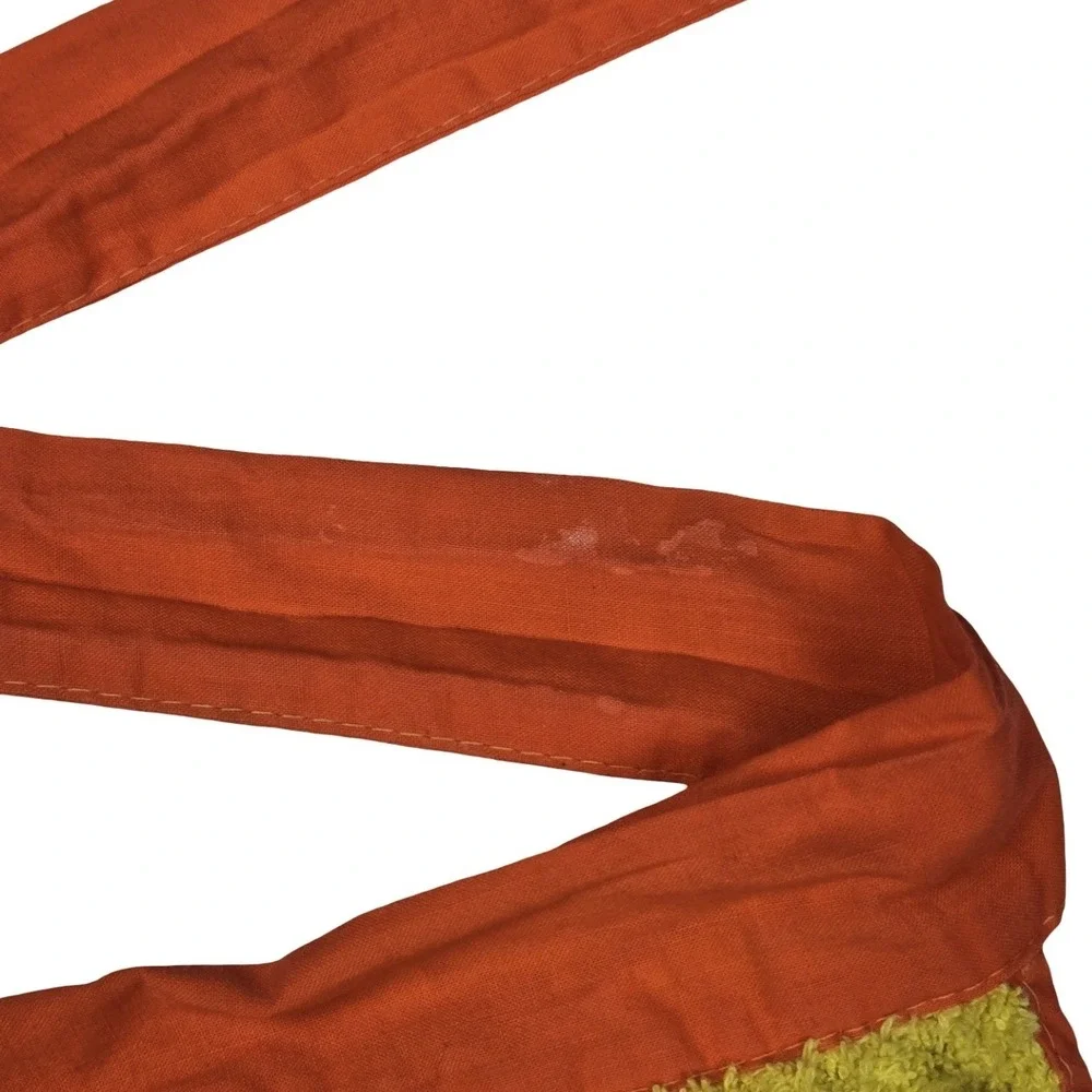 Vintage 70s Yellow Terry Cloth Half Apron Orange Fruit Floral Retro Kitchen